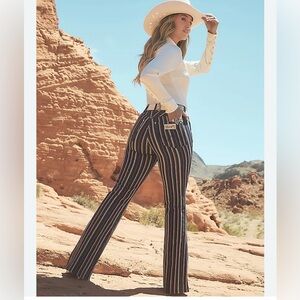 Wrangler Olive and White Striped Flare Jeans